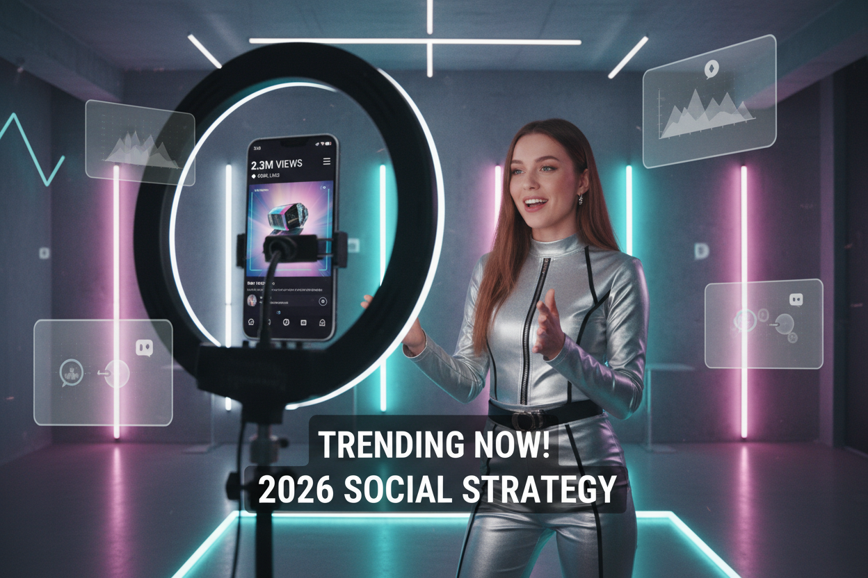 Content Creator Filming TikTok Marketing Video